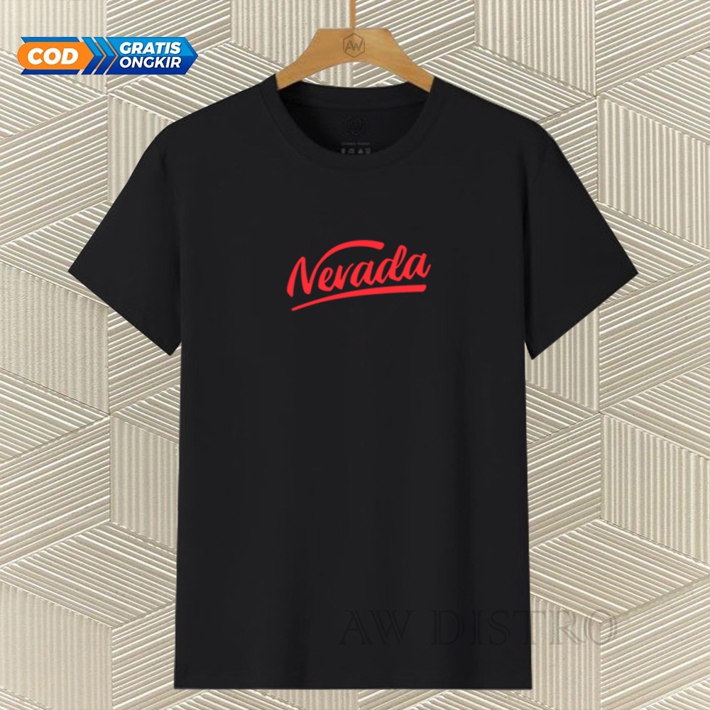 COD Baju Kaos Distro NVD Line Tex Merah Premium Quality Lengan Pendek