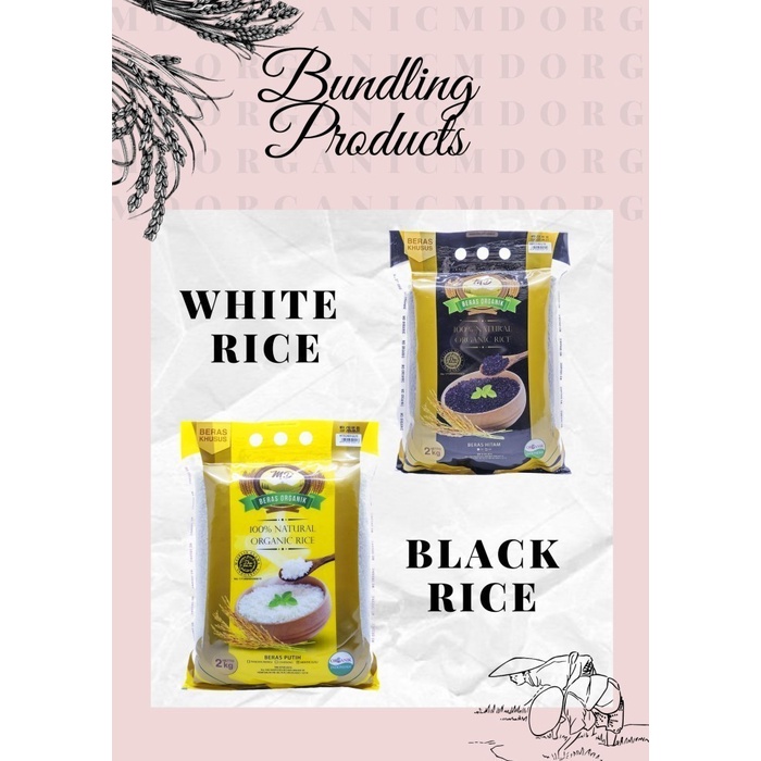 

MD Beras Hitam Pecah Kulit Organik & MD Beras Putih Mentik Susu Organik / Paket Bundling Black Pecah Kulit 2kg & White Rice (Mentik Susu) 2kg