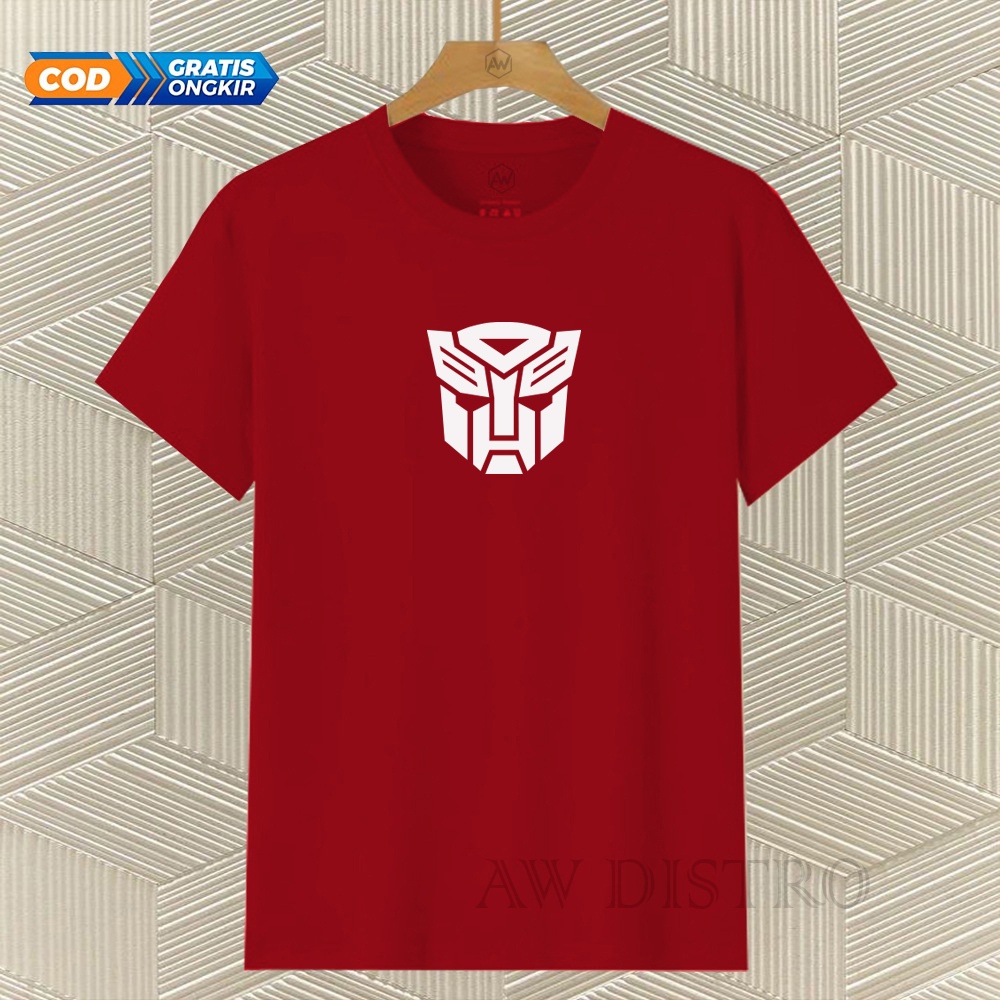 COD Baju Kaos Distro Transpormers Tex Putih Premium Quality Lengan Pendek
