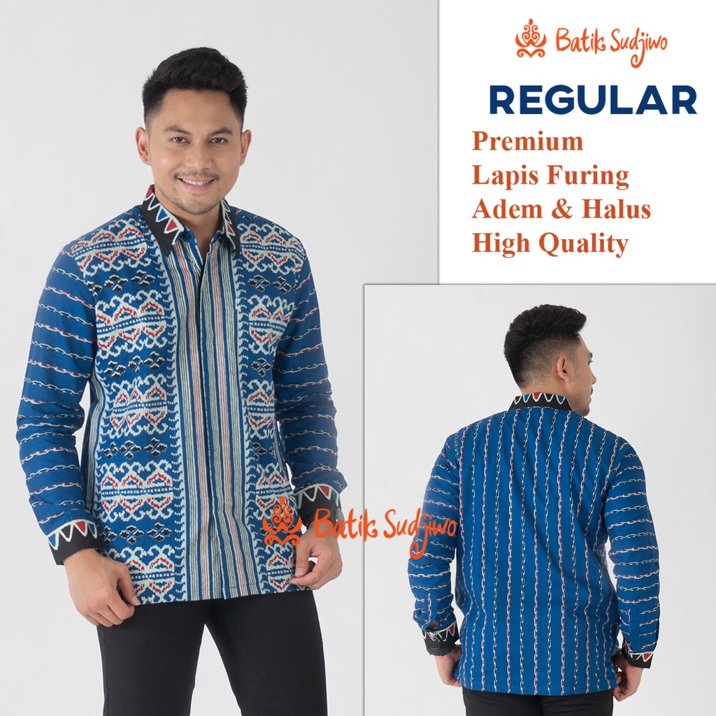 SUDJIWOBATIK 1135 Hem Kemeja Batik Pria Cowok Laki Laki Lengan Panjang Premium Lapis Furing Solo Laweyan Original