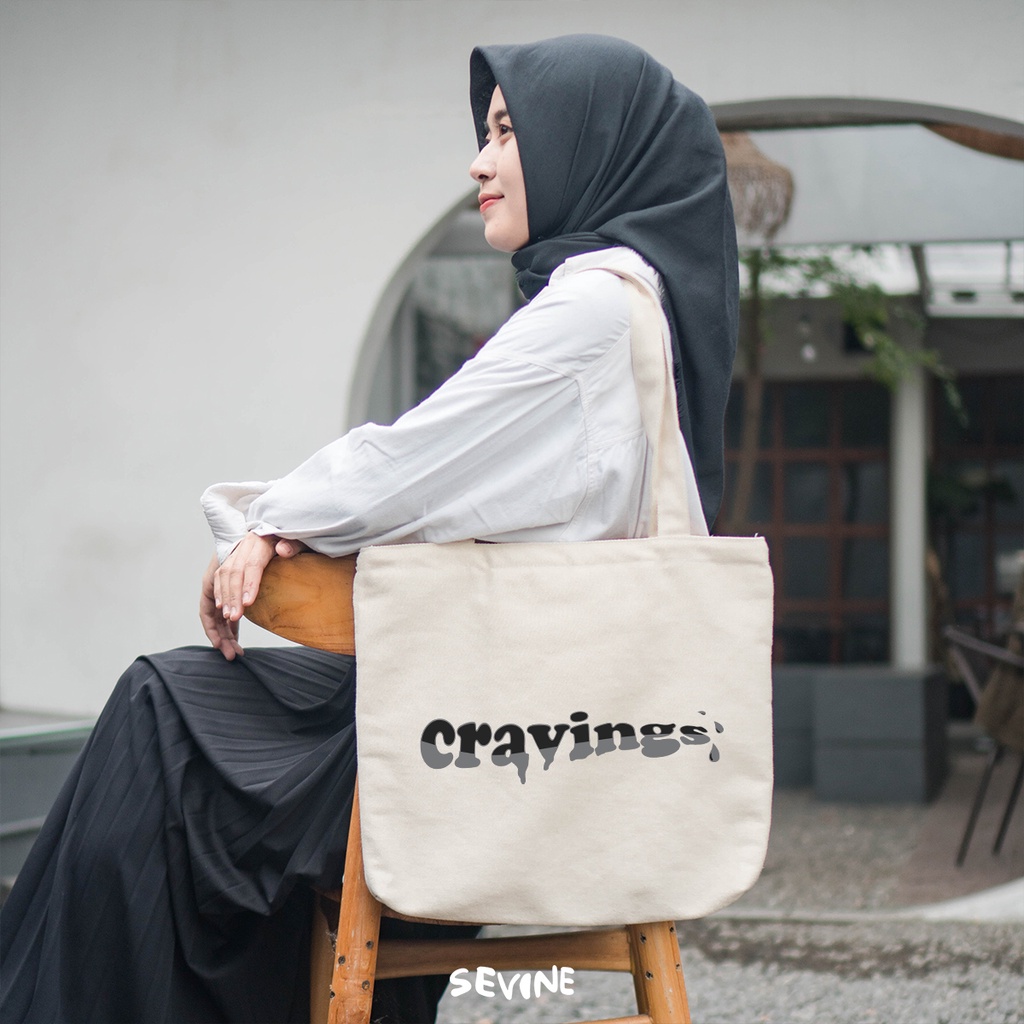 Sevine Tote Bag Kanvas Emily Resleting Kantong Tas Laptop Wanita Kuliah Sekolah Fashion Totebag Vintage Kerja Aesthetic - JA