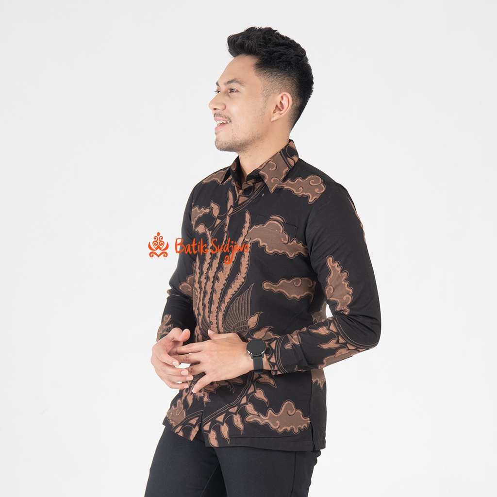 SUDJIWOBATIK 1139 Hem Kemeja Batik Pria Cowok Laki Laki Lengan Panjang Premium Lapis Furing Solo Laweyan Original