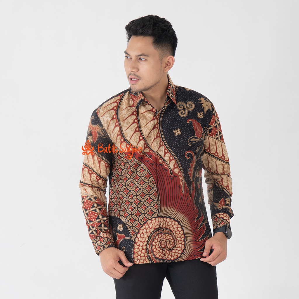 SUDJIWOBATIK 1155 Hem Kemeja Batik Pria Cowok Laki Laki Lengan Panjang Premium Lapis Furing Solo Laweyan Original