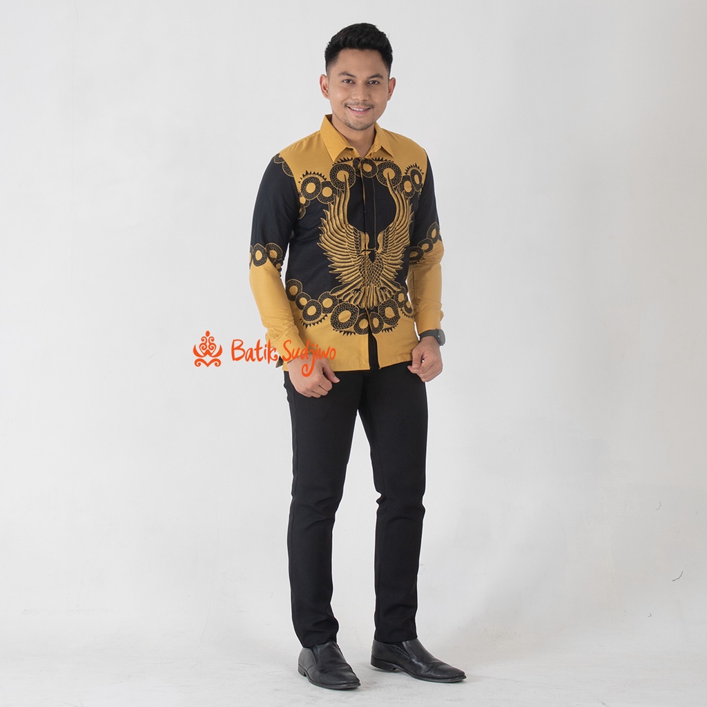 SUDJIWOBATIK 1158 Hem Kemeja Batik Pria Cowok Laki Laki Lengan Panjang Premium Lapis Furing Solo Laweyan Original