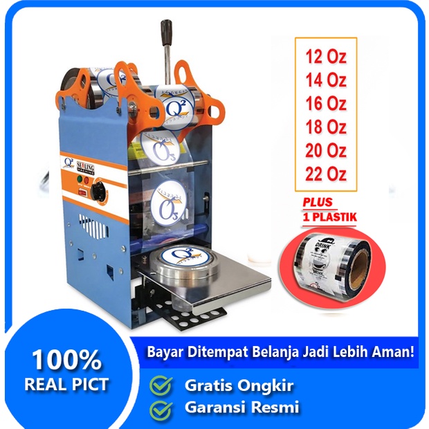 Mesin Cup Sealer Q2 Mesin Pres Plastik Ukuran Gelas 12 14 16 22 OZ
