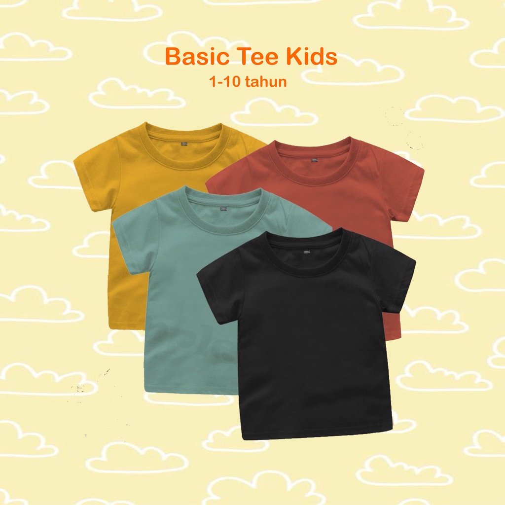 kaos polos anak //kaos anak polos 1-12 tahun/ baju anak polos 7 warna