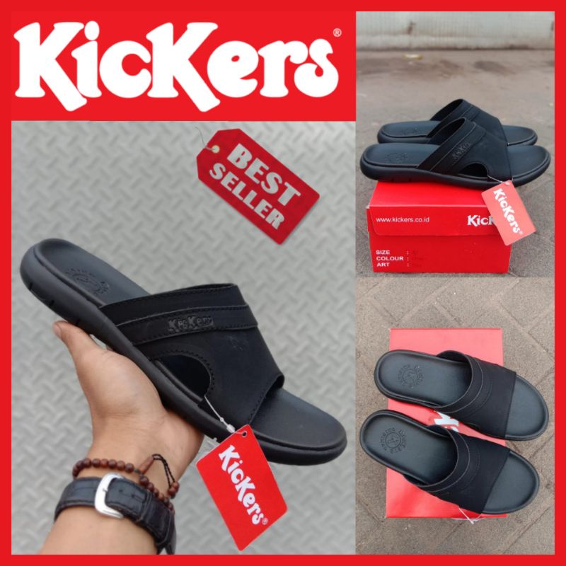 SANDAL PRIA KICKERS KULIT / SANDAL SELOP COWOK RINGAN / SENDAL SLIDE SLOP KULIT / SANDAL LEBARAN FORMAL KASUAL PROMO / SANDAL DISTRO TERBARU