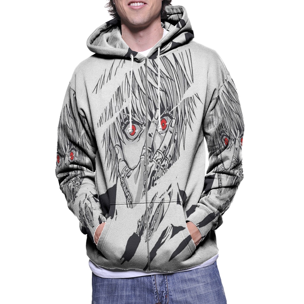 Jaket Hoodie Hunter × Hunter Hoodie Ritsleting Hoodie Fullprint Bahan Polyester Jersey