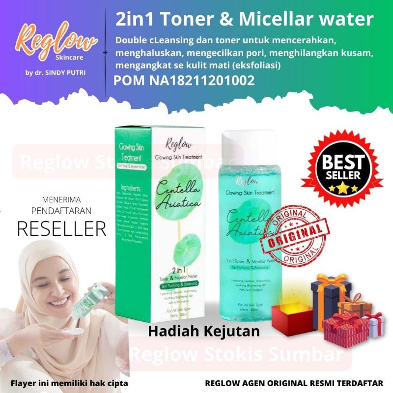 [Cod bisa] Toner reglow Original dokter sindy asli ori bergaransi 2in1 micellar water aman BPOM bumil busui remaja lansia mencerahkan melembabkan