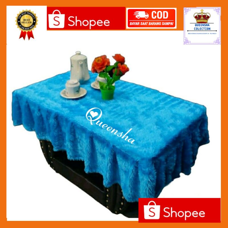 Taplak meja bulu rumbai / Taplak meja bulu rumbai / Taplak meja rumbai bulu / Taplak meja bulu / Tap