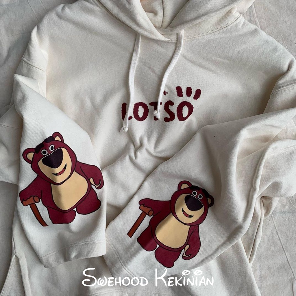 LOTSO BEAR BELAH SAMPING PREMIUM Sweater Hoodie Crewneck Korean Style Wanita Kekinian Baju Atasan Remaja Fashion Outfit Ootd Cewek Terbaru Bahan Fleece LD 110  PB 65