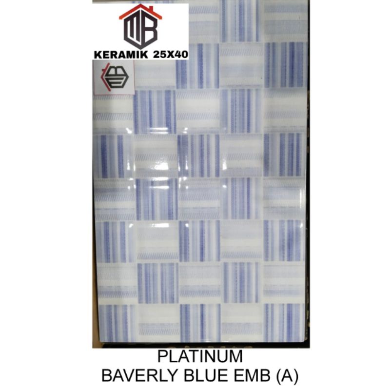 Keramik Dinding Kamar Mandi Platinum Beverly Blue Embossed 25x40 kw1