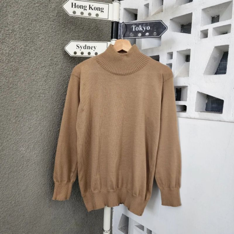 LONG NECK BASIC Sweater Pria Wanita Unisex Murah BASIC MELAR Bahan Rajut 6 Warna Size L XL Sweater Rajut Pria Wanita Lengan Panjang