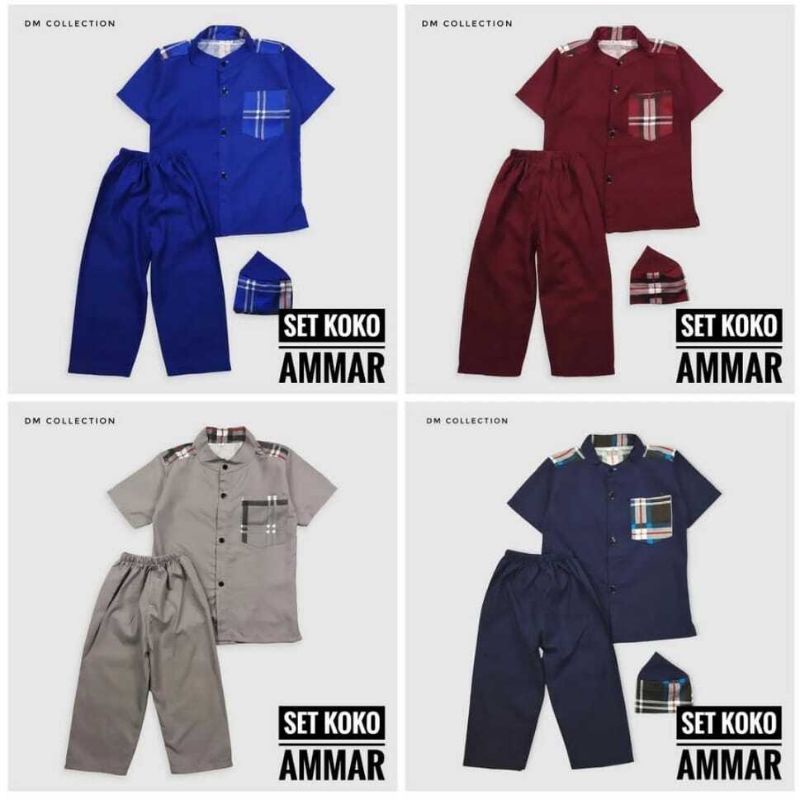 SETELAN KOKO AMAR ANAK/SETELAN KOKO ANAK / BAJU MUSLIM ANAK LAKI LAKI 2-9 TAHUN