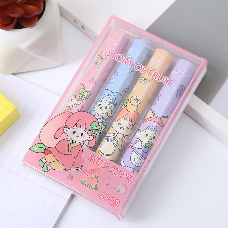 OVERFLOWS.ID STABILO HIGHLIGHTER PEN KARAKTER ISI 4 PCS WARNA WARNI MURAH