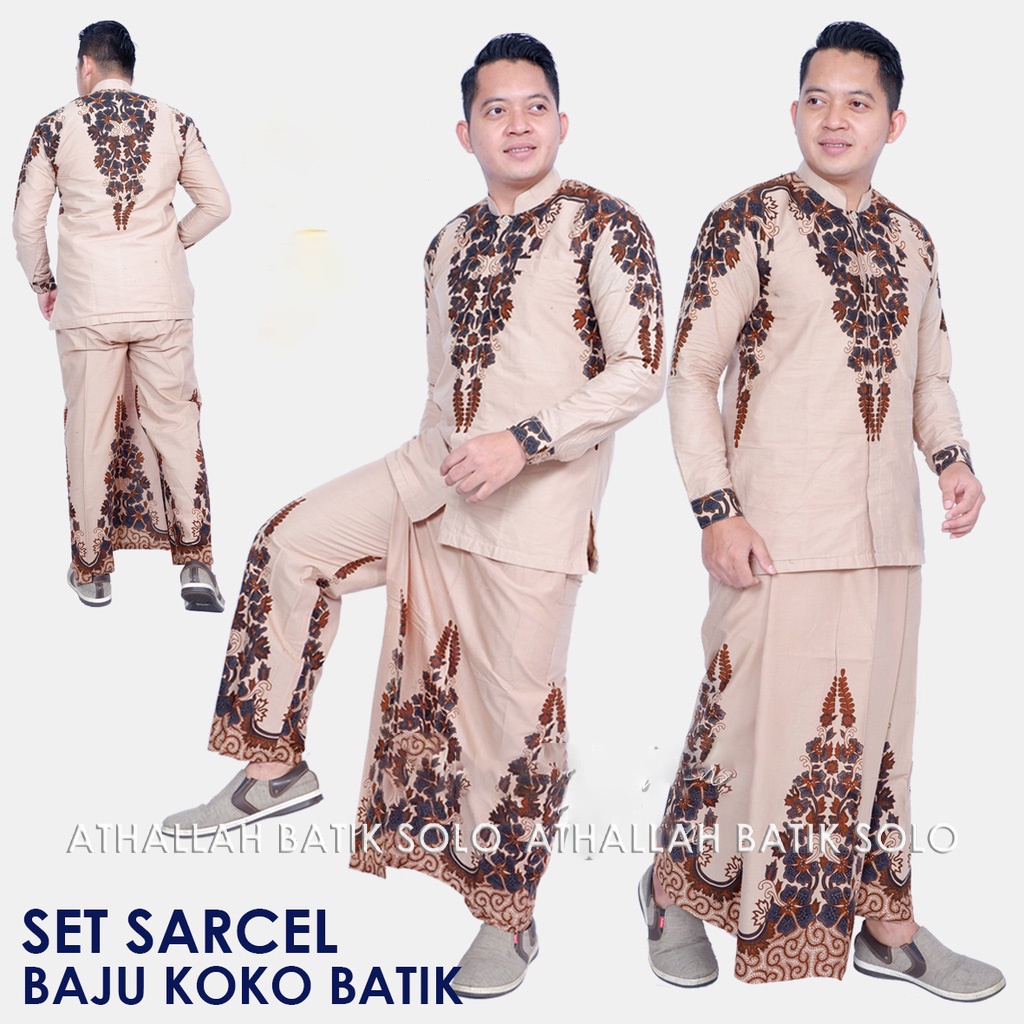 SatuSet / Setelan Celana Sarung Dan Batik Koko / Setelan Busana Muslim Batik Solo Modern  SETELAN BA