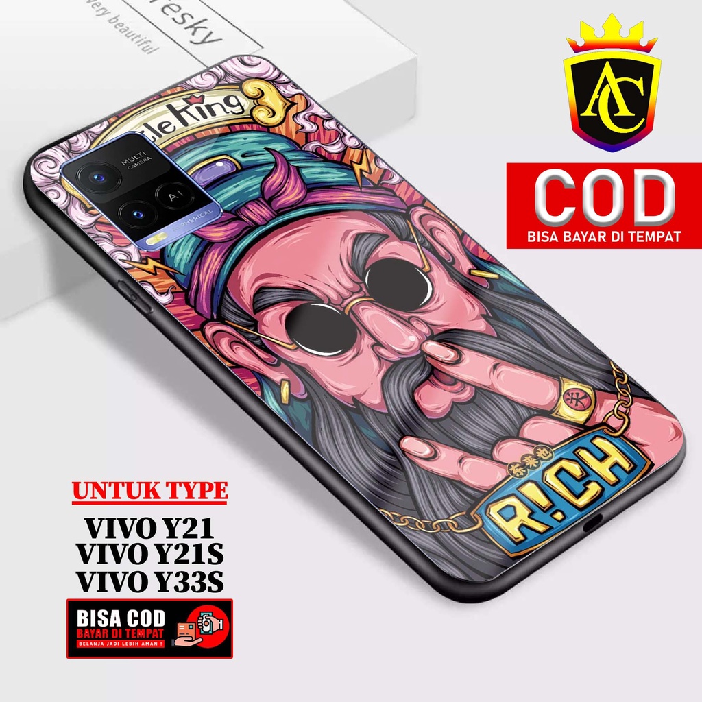 Case Vivo Y21 Y21S Y33S - Aneka Case - [ KLR ] Softcase Glass - Hardcase Glossy hp Vivo Y21S Y21 Y33