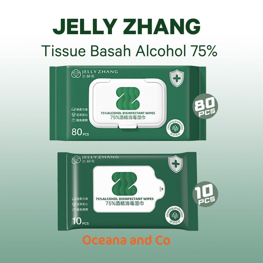 Tissue Basah Alcohol Wipes 75% Jelly Zhang Anti Bakteri Virus Isi 50 pcs