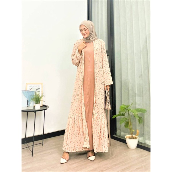 Dress Hajeera Kain Polos Lady Zara Motif Matt Ceruty babydol Resleting Depan