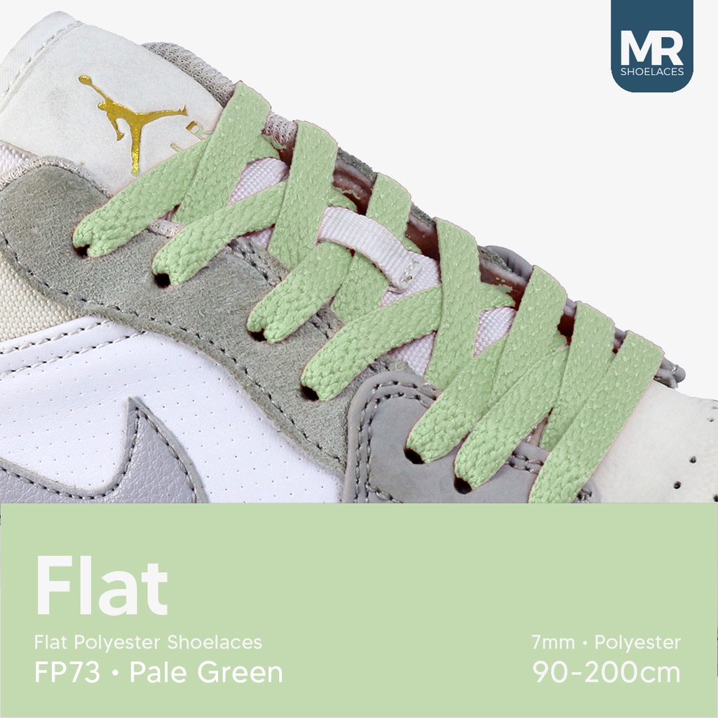 MR Shoelaces FP73 Pale Green (Hijau Pale) Tali Sepatu Polyester Pipih Flat 7mm 80cm 90cm 100cm 120cm 130cm 150cm 180cm 200cm untuk Sneakers - Premium Shoelace