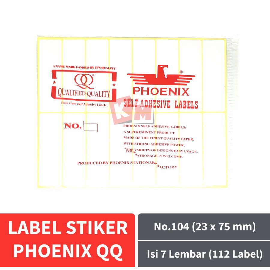 Label Stiker Phoenix QQ No.104 Kertas Harga Nama Undangan 23 x 75 mm