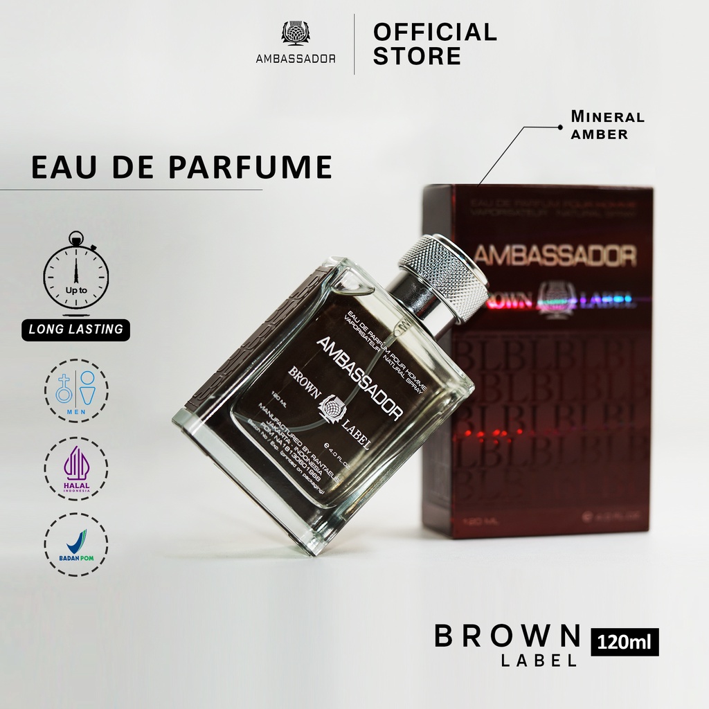 Ambassador Eau De Parfume Brown Label 120ml Parfum Pria / Minyak Wangi