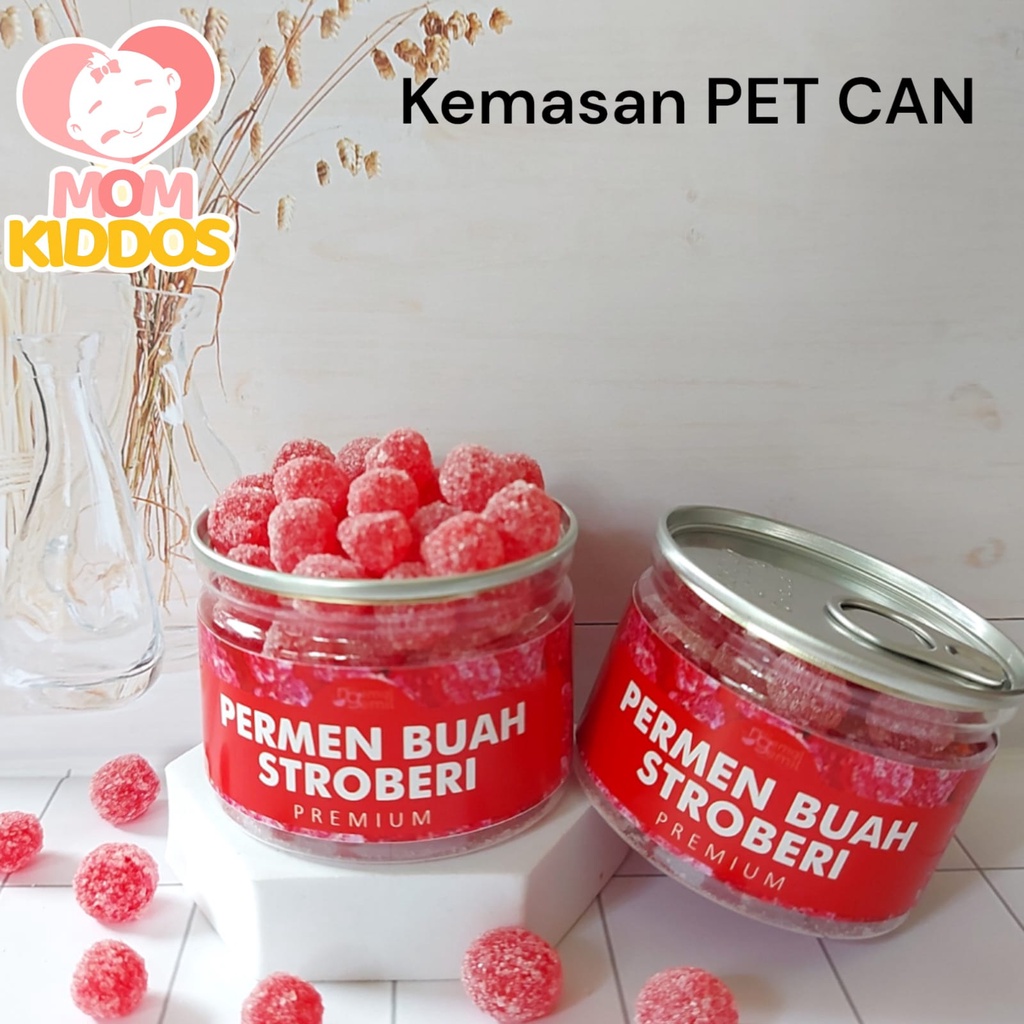 

Permen Buah Stroberi Premium Kemasan PET CAN