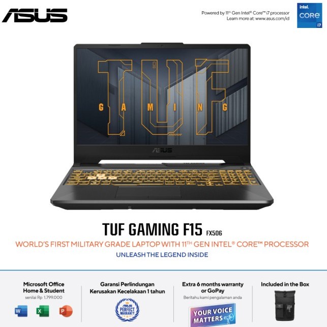 Laptop Gaming Asus TUF FX506HC I535B6T O11 Core i5 RAM 8GB SSD 512GB RTX3050 15.6"FHD