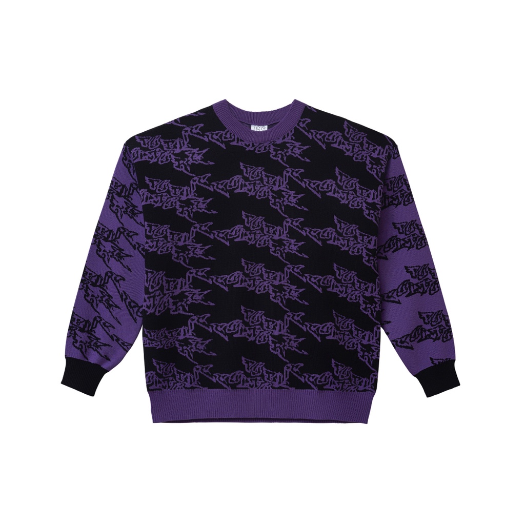 Public Culture - Bombing Knit Sweater - Black / Dark Purple