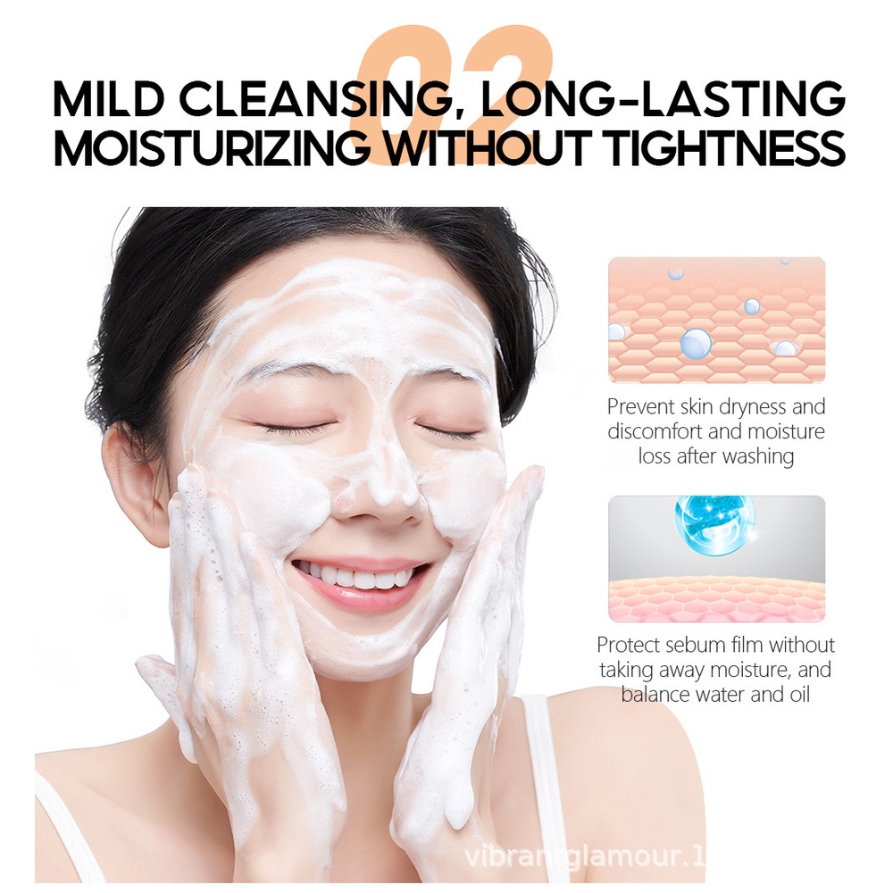 VIBRANT GLAMOUR α-Arbutin Whitening Facial Cleanser Amino Acid Vitamin C Deep Cleansing Moisturizer Brightening Foam Face Wash &amp; Exfoliating Facial Cleansing Gel 100g