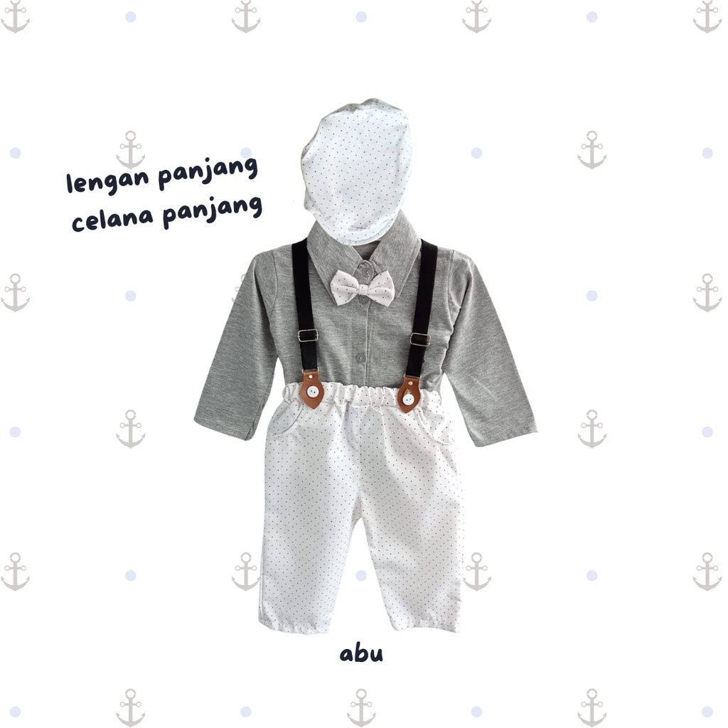 setelan jumper anak laki laki baju anak balita baby 6 12 bulan jumper set anak baru lahir jumper suspender baby gentleman polkadot suspender JUMPER SET