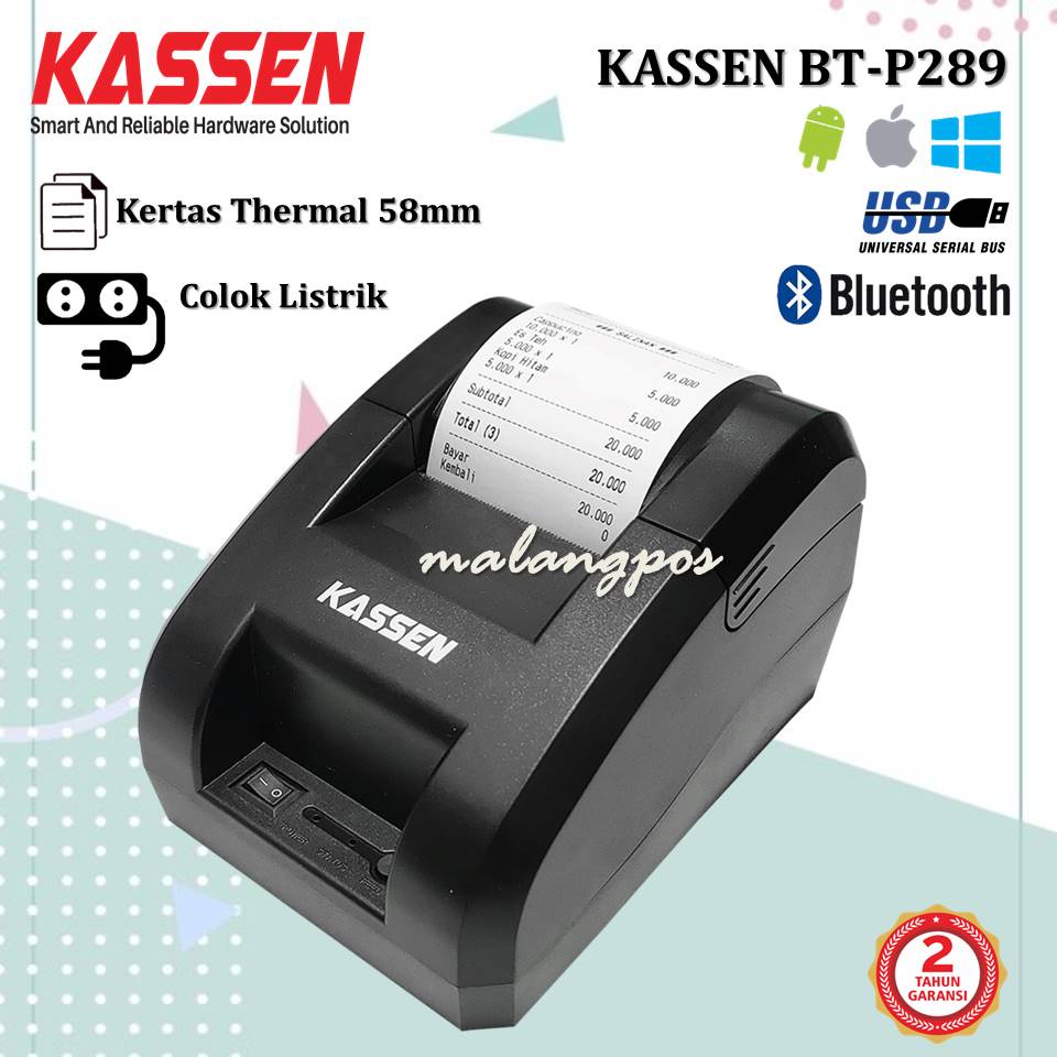 PRINTER THERMAL KASIR KASSEN BTP289 PRINTER STRUK BLUETOOTH 58MM STRUK PPOB