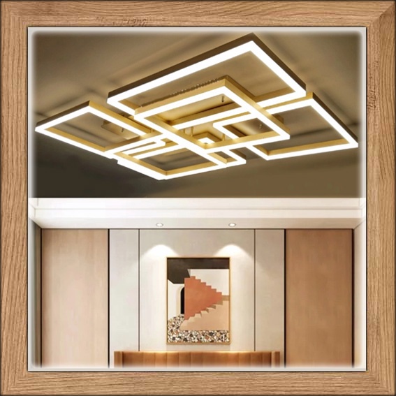 Lampu hias plafon ceiling MODERN GOLD LED 3 warna cahaya putih kuning warm white REMOTE CONTROL PERS