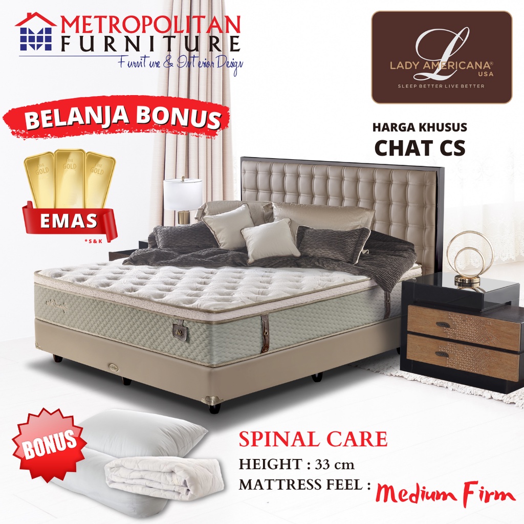 Kasur Springbed LADY AMERICANA Spinal Care Spring bed matras