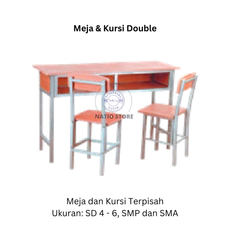 

15 Set Meja & Kursi Double Terpisah Siswa Sekolah SMP Kelas 7 8 9