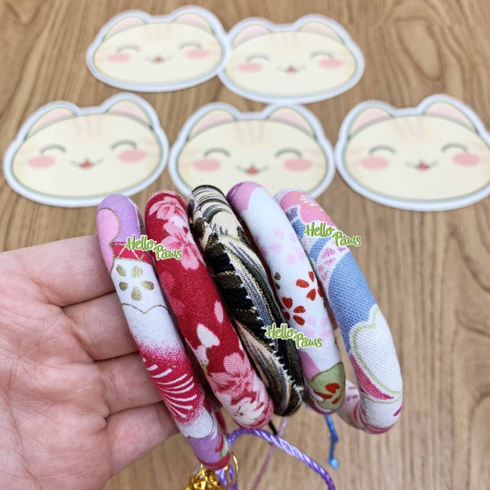 Terlaris Kimono Cat Collar - Kalung Kucing Hewan Dengan Kain Jepang Dan Bell