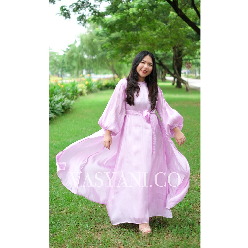 Abaya Shimmer Dress warna UNGU LILAC - 1 SET ABAYA INNER OUTER NAURA SHIMMER by Vasyani - Dress Shim