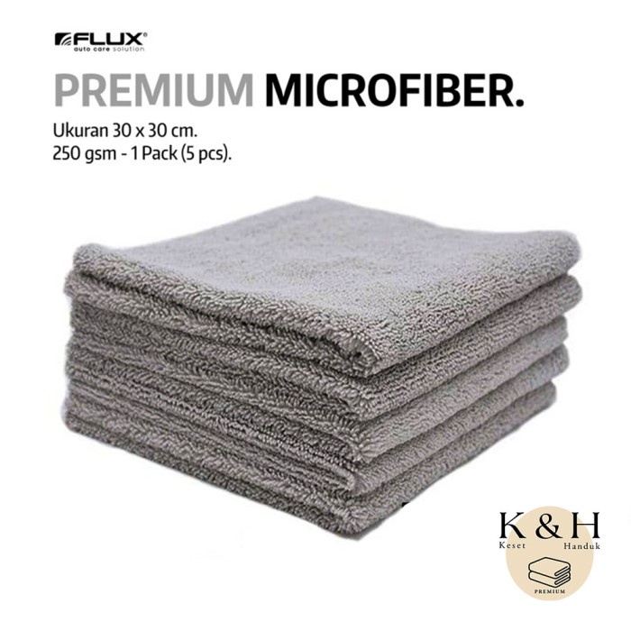 Terlaris Premium 5 Pcs Kain Lap Handuk 30X30Cm 250Gsm Microfiber Grosir Flux