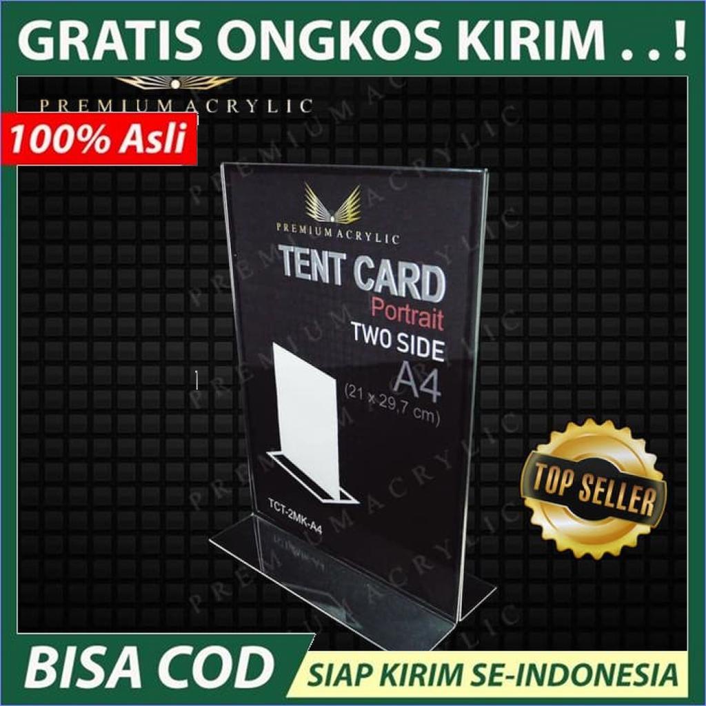 

BISA COD Acrylic Akrilik Tent Card Tegak A4 Portrait 2 Muka Kualitas PREMIUM
