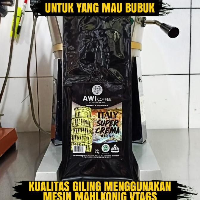 

awi coffee italy super crema blend for cafe 200gr biji/bubuk |gat