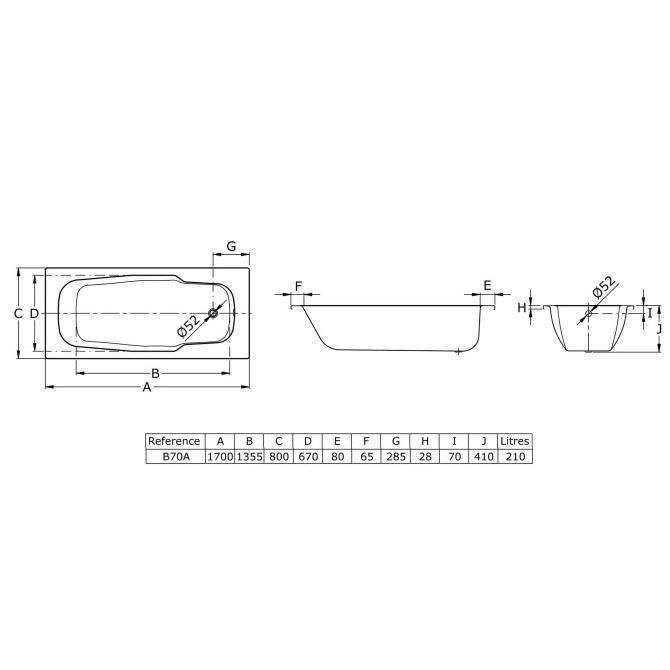 Bathtub Bak Mandi Toto Fb1700-80