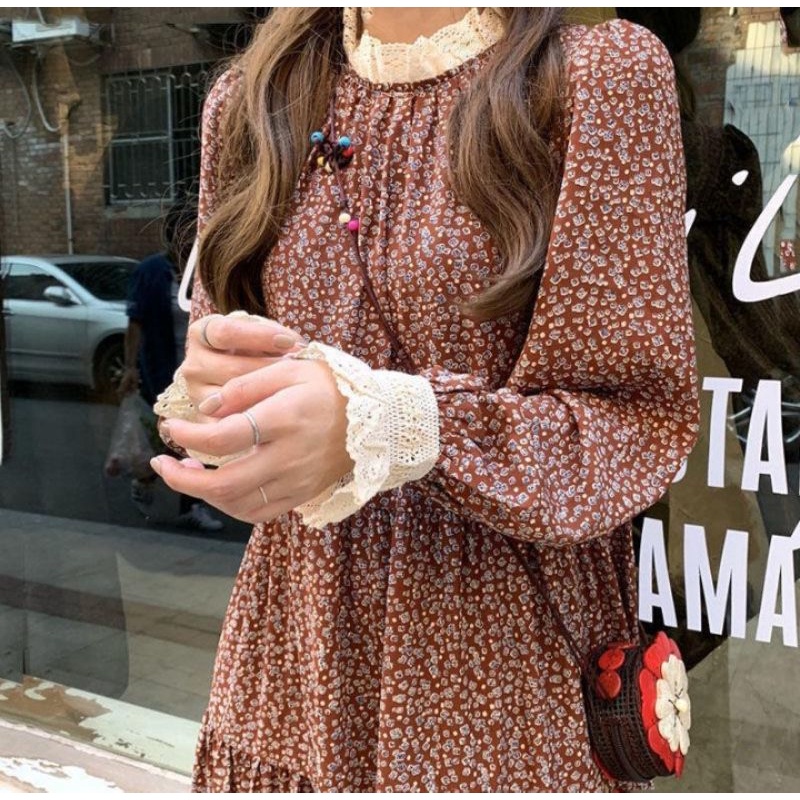 Maxy  dress floral vintage hijabers gamis lebaran 2023