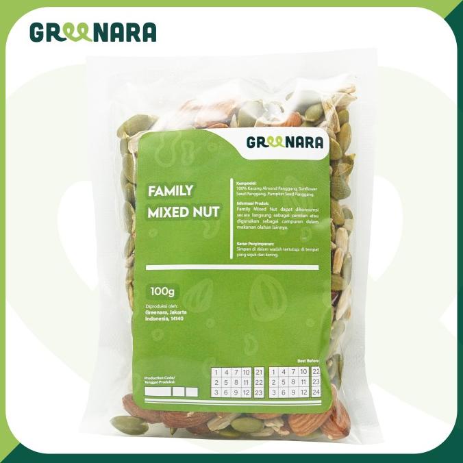 

TERBARU FAMILY MIXED NUTS 100GR ( ALMOND , PUMPKIN SEED , SUNFLOWER SEED )