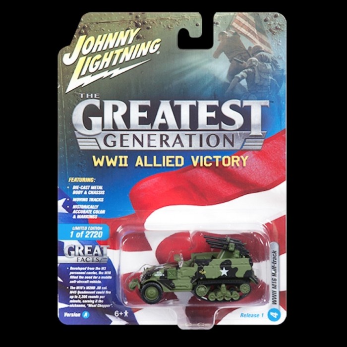 DISKON SPESIAL JOHNNY LIGHTNING 1/64 DIECAST WWII M16 HALF TRUCK TERBARU