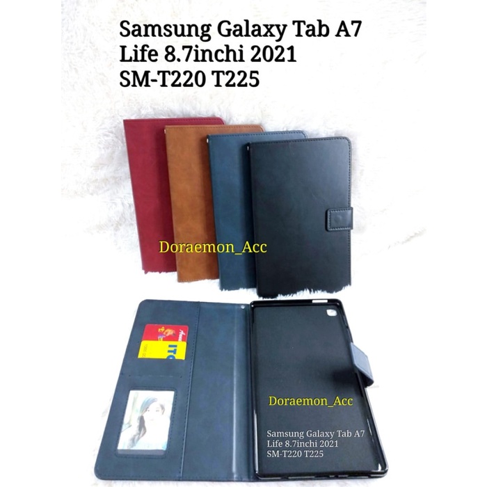 Terlaris Leather Case Flip Cover Kulit Galaxy Tab A7 Lite 8.7Inchi Sm-T220 T225