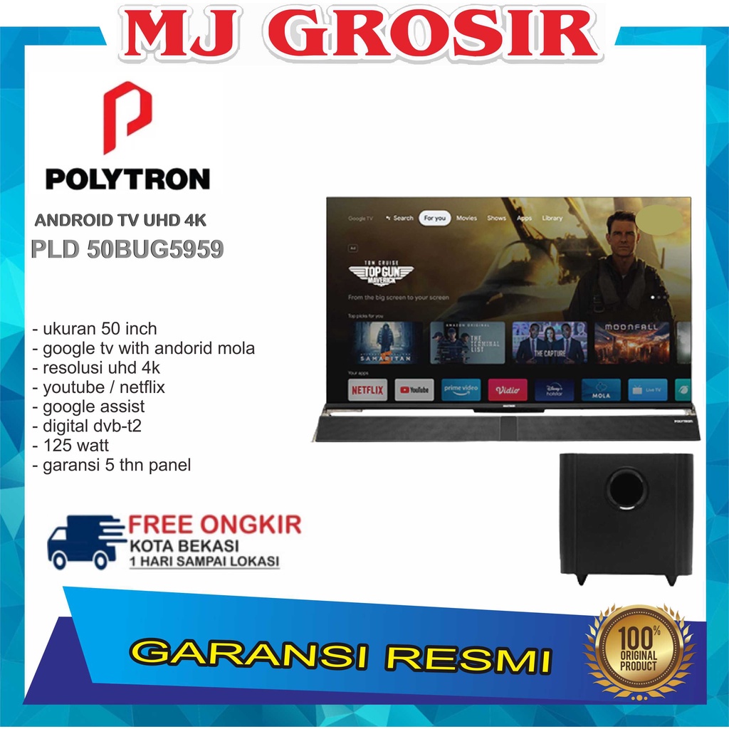 TERBARU LED TV POLYTRON 50BUG5959 50 INCH SAMRT SOUNDBAR NEW