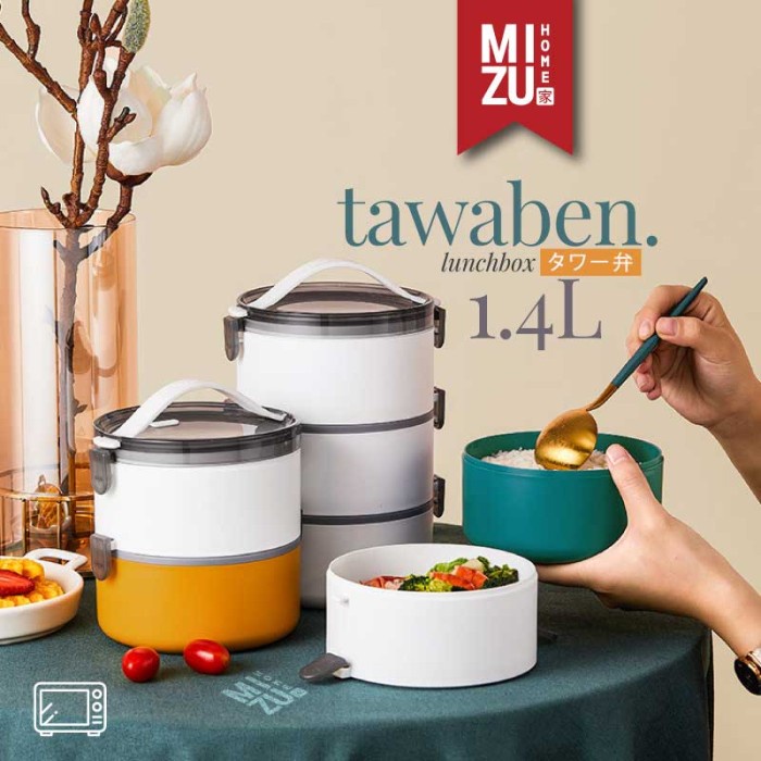 Rantangku Mizu Tawaben Bento Lunchbox Kotak Bekal Rantang Makan 2Susun Microwave