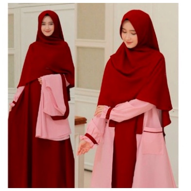 MURAH -BAYAR DI TEMPAT Elbina Set Gamis Outer Hijab Size S M L XL Matt Moscra1.2.23