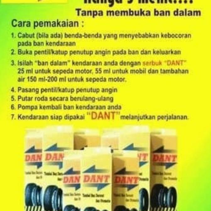 ORIGINAL Cairan anti bocor ban alat tambal ban dalam tubeless lem dant motor on
