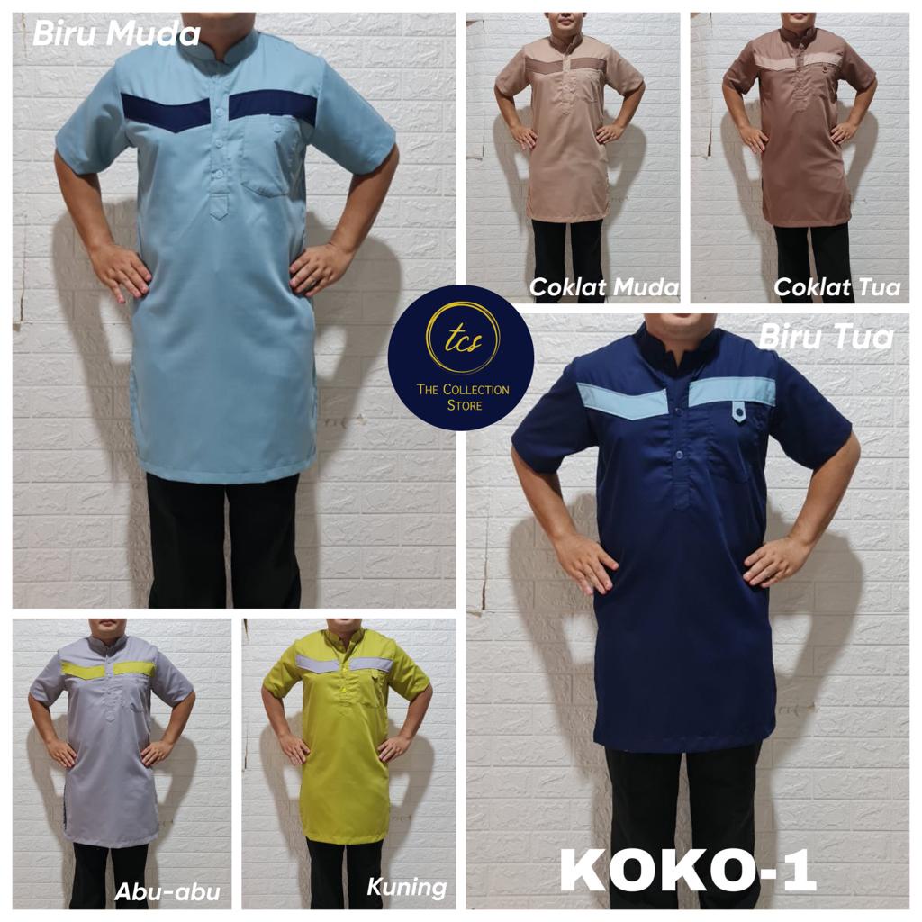 Baju Koko Pria Dewasa Muslim Lengan Pendek  Premium Baju Koko Katun